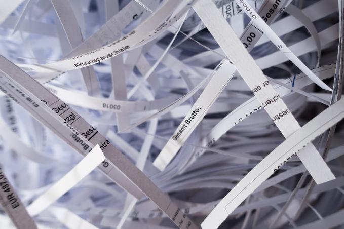 Closeup of shredded documents