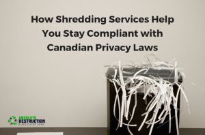 Paper shredder overflowing with shredded documents, illustrating the importance of data destruction for Canadian privacy law compliance.